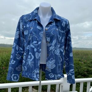 Fresh Produce Blue Jean Jacket with Paisley Print